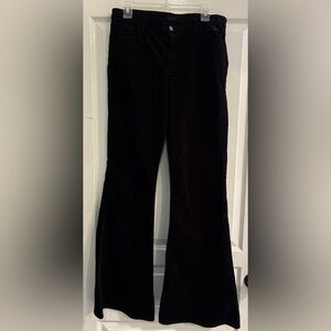 J Brand Valentina Black Velvet Flare Pants Size 32 TALL Inseam 34.5”